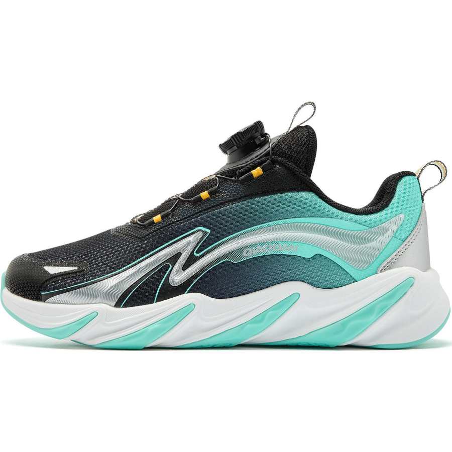 QIAODAN Synthetic Leather, Textile Low top Running Shoes Black/Hatsune Miku Green Teenagers