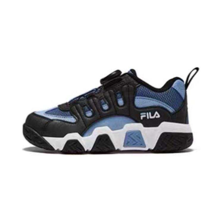 FILA KIDS Slip Resistant Abrasion Resistant Low top Children's Basketball Shoes Blue Black Children Aged 3 7 Years Old