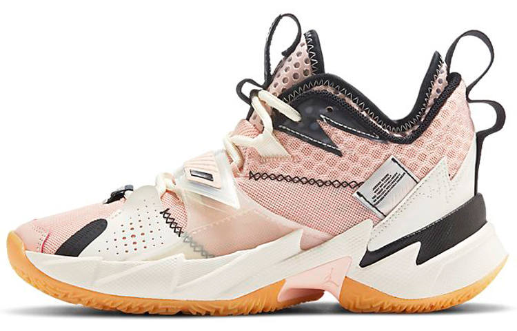 Jordan Jordan Why Not Zer0.3 Slip Resistant Cushioning Abrasion Resistant Mid top Basketball Shoes Coral Powder Unisex