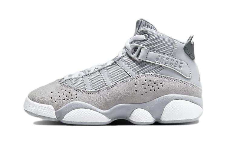 Jordan Jordan Air Jordan 6 Rings Abrasion Resistant Breathable High top Children's Basketball Shoes Gray