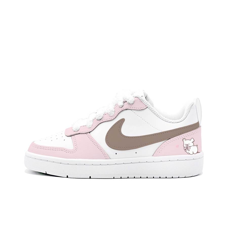 Nike Nike Court Borough Heartwarming Heart Signal Leather Low top Kids' Skateboarding Shoes Pink Brown