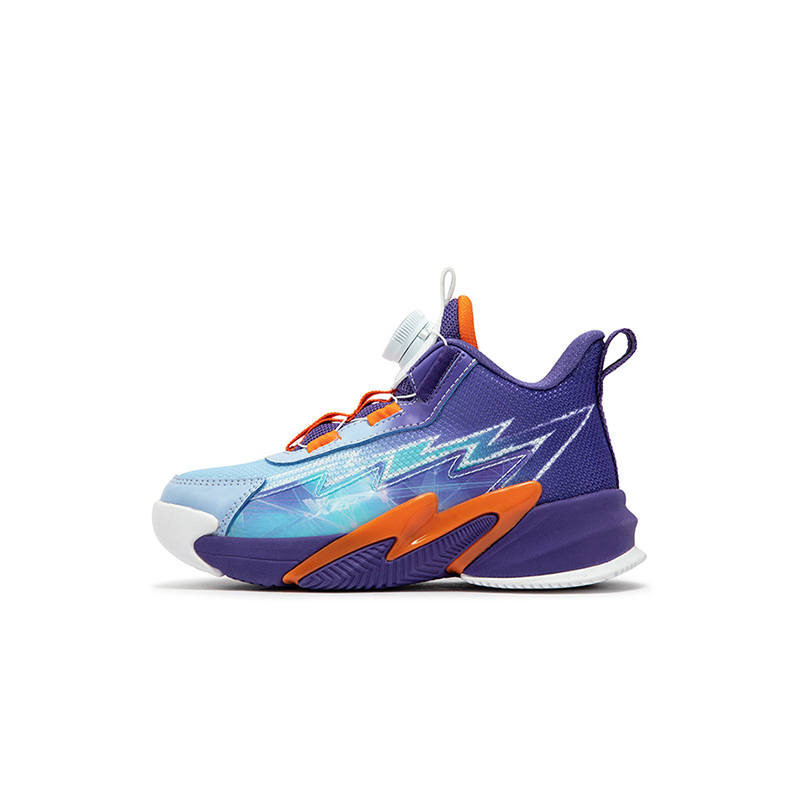 XTEP Slip Resistant Abrasion Resistant Mid top Children's Basketball Shoes Ultraviolet Northern Lights Blue