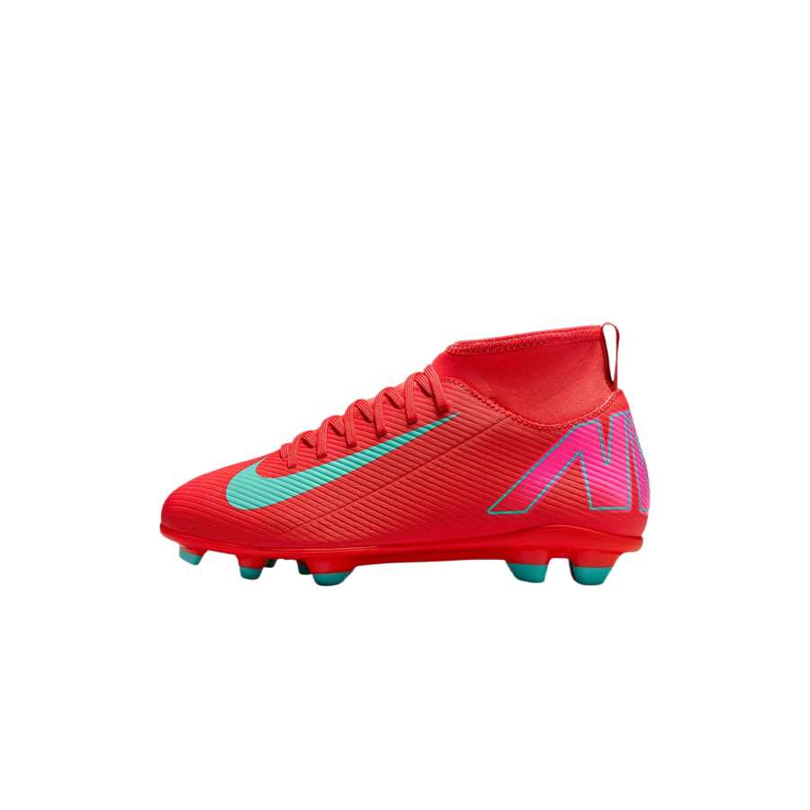 Nike Nike Mercurial Superfly 10 Leather Slip Resistant Mid top Soccer Shoes Red Kids'