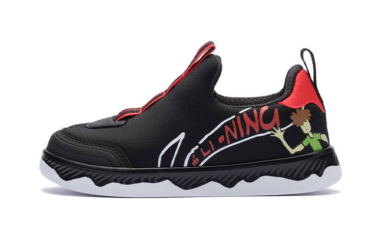 Li-Ning YOUNG Li Ning YOUNG Slip Resistant Abrasion Resistant Low top Kids' Skateboarding Shoes Black Children Aged 3 7 Years Old