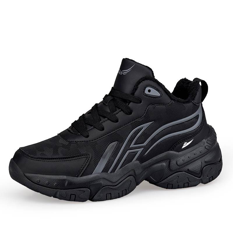 KUDING Comfortable Leather Slip Resistant, Abrasion Resistant, Thermal Low top Running Shoes Men's