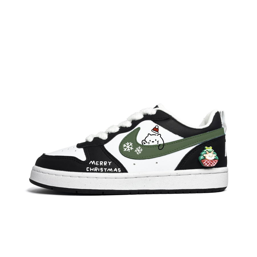 Nike Nike Court Borough Holy Egg Kitten Slip Resistant Abrasion Resistant Low top Kids' Skateboarding Shoes Army Green