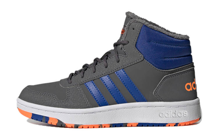 Adidas Neo Hoops Mid 2.0 Comfortable Abrasion Resistant Mid top Children's Basketball Shoes Gray Kids'