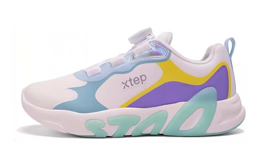 XTEP Comfortable High top Running Shoes Blue Yellow Purple Teenagers