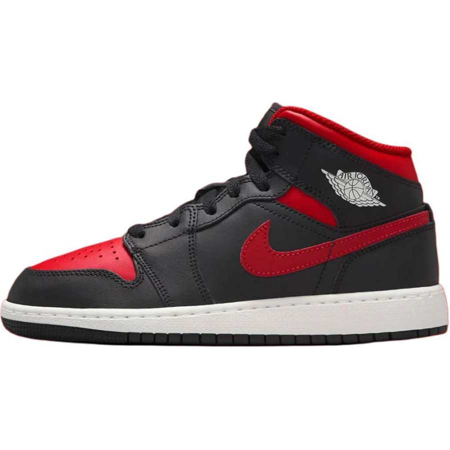 Jordan Jordan Air Jordan 1 Abrasion Resistant Mid top Basketball Shoes Black Red Unisex