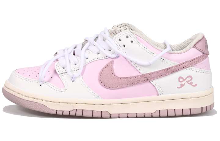 Nike Nike Dunk Girlish Dreamy Leather Slip Resistant Abrasion Resistant Low top Kids' Skateboarding Shoes Pink White