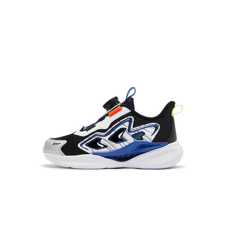 XTEP X FLOW 8.0 Abrasion Resistant Slip Resistant Low top Kids' Running Shoes Black Xtep White Silver Kids'