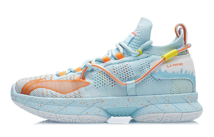 Li-Ning YOUNG Li Ning Speed 6 Cushioning Slip Resistant Abrasion Resistant Mid top Performance Basketball Shoes Blue Orange Teenagers
