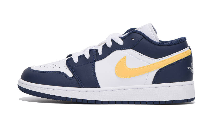 Jordan Jordan Air Jordan 1 Low Leather Cushioning, Wear Resistant Low top Children's Basketball Shoes Blue Gold Teenagers