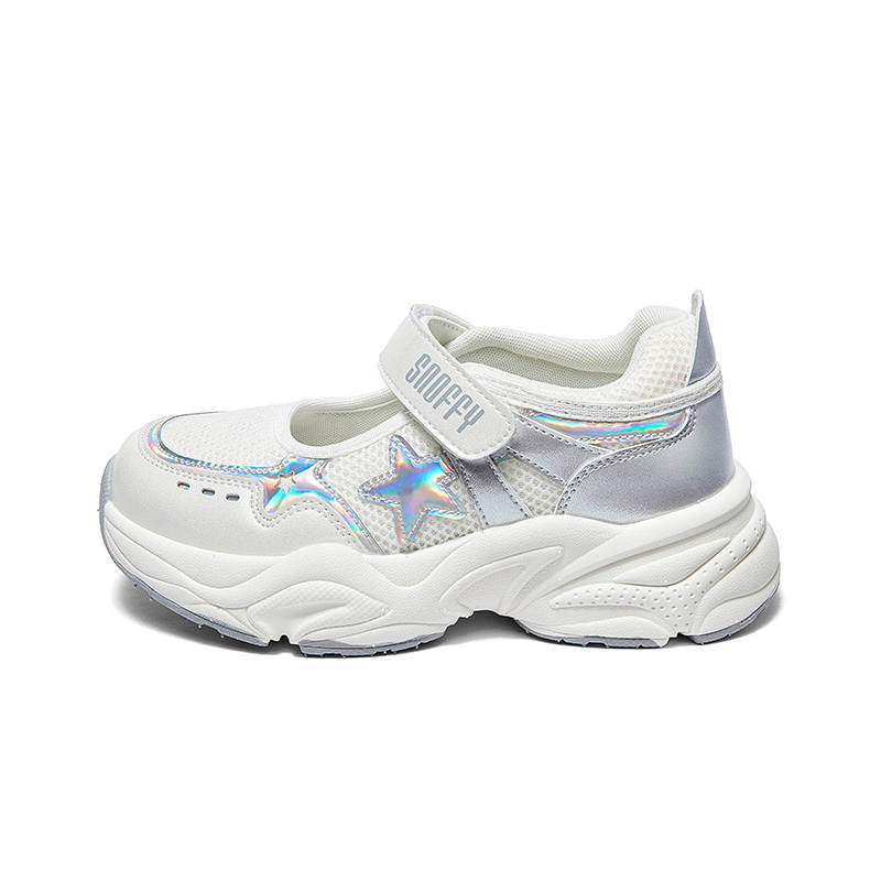 Snoffy Textile, Synthetic Leather Rebound And Breathable Casual Shoes Cloud Peak White/Silver Kids'