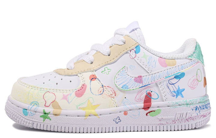 Nike Pre school Nike Air Force 1 Low top Skateboard Shoes White Yellow Green