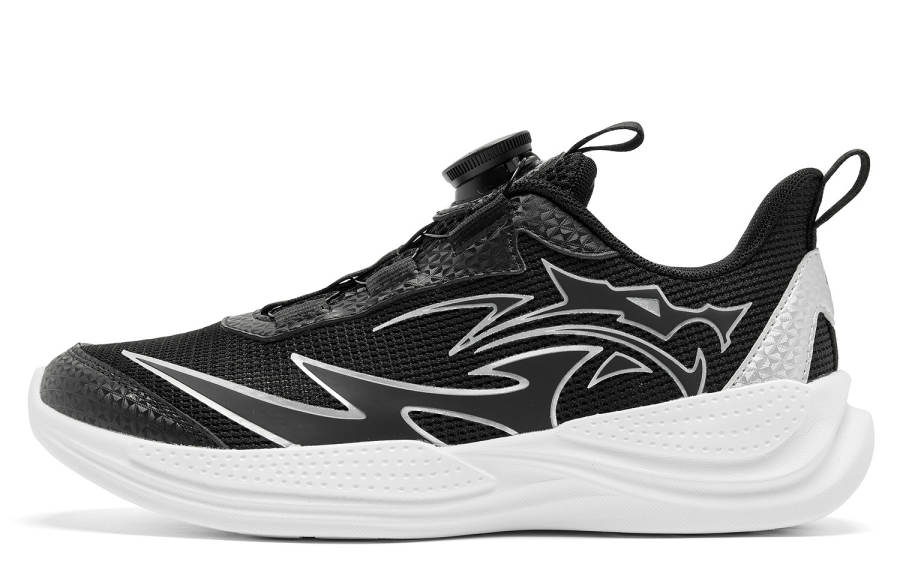 QIAODAN Step On The Clouds Synthetic Leather, Textile Low top Running Shoes Black Silver Unisex