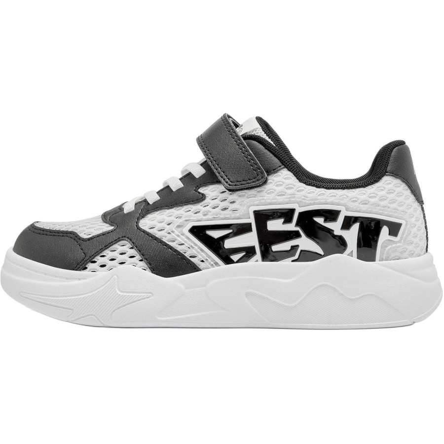 QIAODAN Textile, Synthetic Leather Low top Skateboard Shoes Black White Unisex