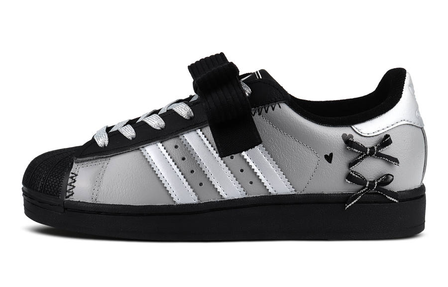 Adidas Originals Superstar 2 Low top Kids' Skateboarding Shoes Black Silver Teenagers