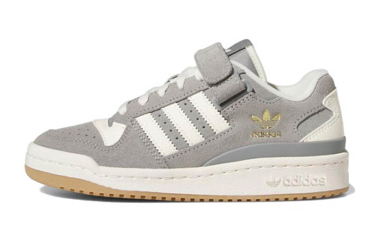 Adidas Originals FORUM J Leather, Suede Abrasion Resistant Low top Skateboard Shoes Gray White