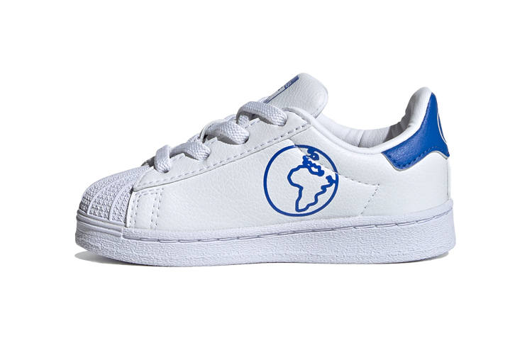 Adidas Originals SUPERSTAR Comfortable Slip Resistant Low top Toddler Shoes White Blue Infant And Toddler