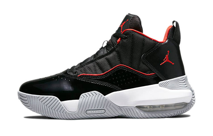 Jordan Jordan Slip Resistant Cushioning Abrasion Resistant Breathable Rebound Mid top Basketball Shoes Black Red Unisex