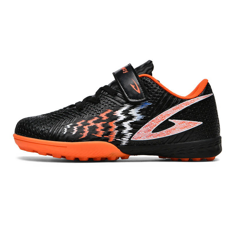 DEERWAY Lightweight Cushioning Slip Resistant Low top Kids' Soccer Shoes Black Orange Kids'