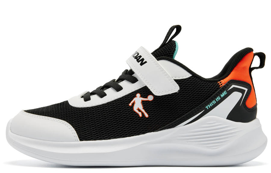 QIAODAN Slip Resistant Abrasion Resistant Low top Running Shoes Black Orange Unisex