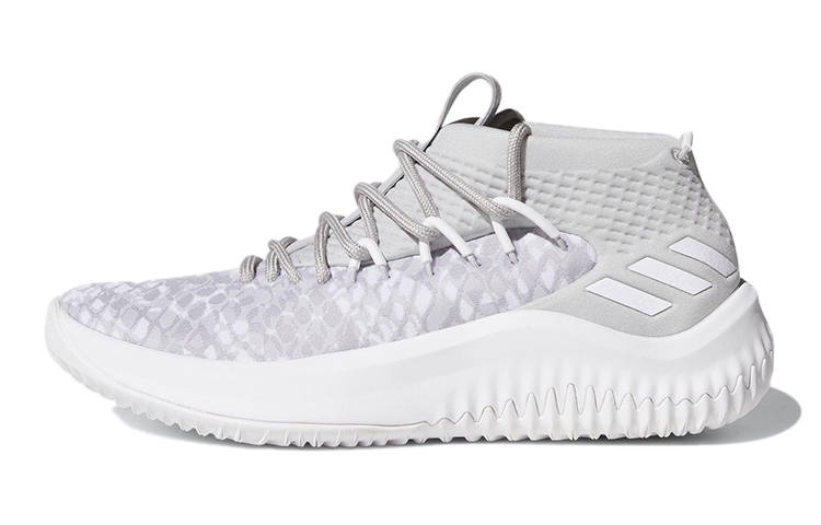 Adidas Adidas Dame 4 J Slip Resistant Abrasion Resistant Mid top Children's Basketball Shoes Gray White Teenagers