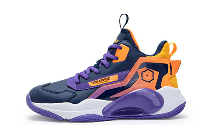 XTEP Breathable And Slip Resistant Mid top Performance Basketball Shoes Blue Purple Teenagers