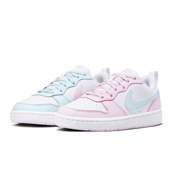 Nike Nike Court Borough Synthetic Leather Slip Resistant Abrasion Resistant Low top Kids' Skateboarding Shoes Pink Blue
