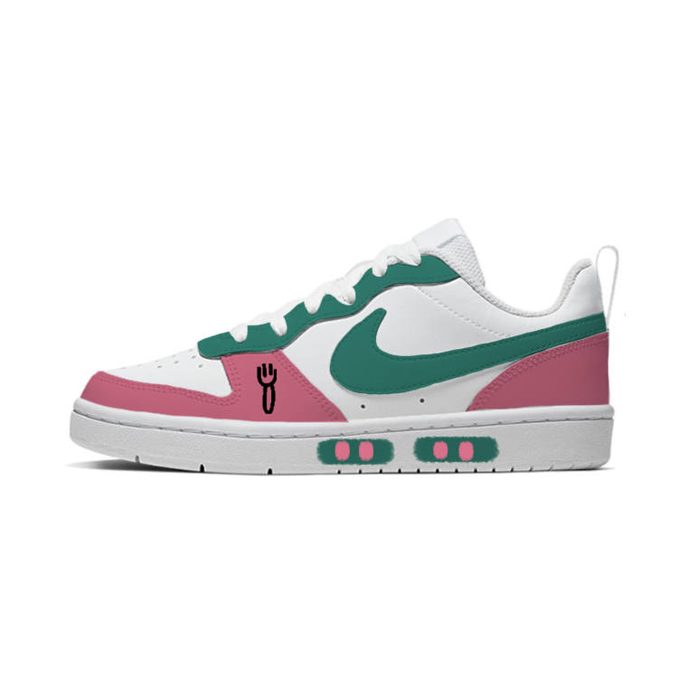 Nike Nike Court Borough Steam Waves Leather Low top Kids' Skateboarding Shoes White Green Pink