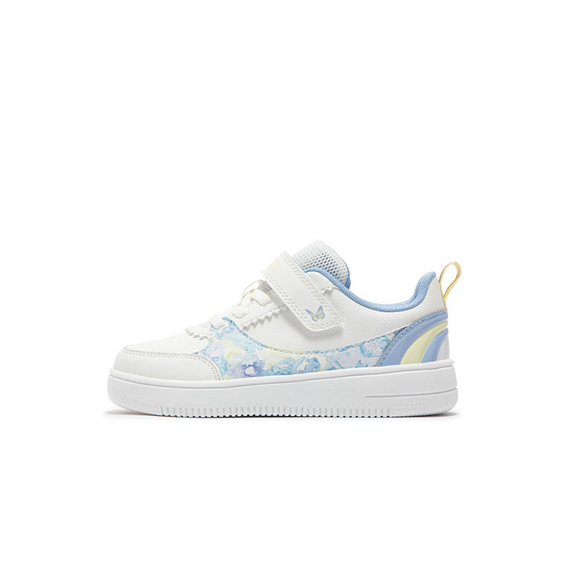 XTEP Rainbow Shoe Cushioning Abrasion Resistant Breathable Slip Resistant Low top Kids' Skateboarding Shoes White Blue