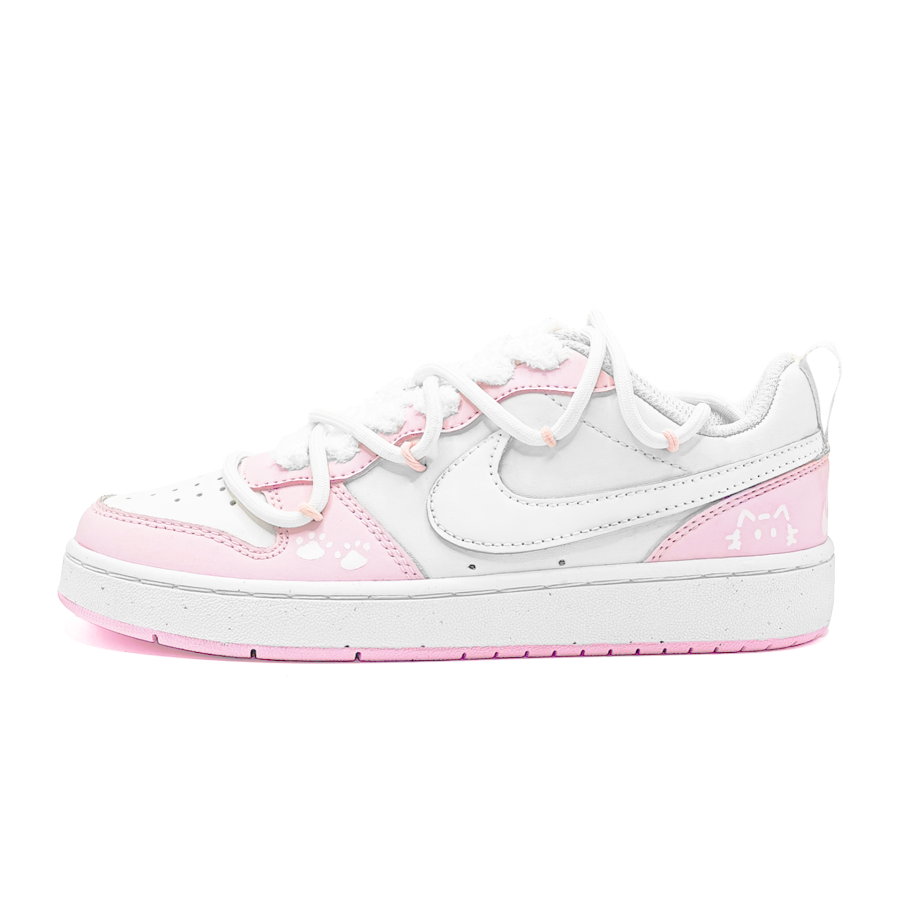 Nike Nike Court Borough Low Synthetic Leather Slip Resistant Lightweight Cushioning Low top Skateboard Shoes Pink Kids'