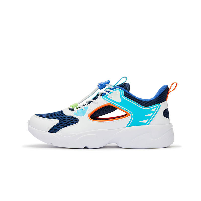 XTEP Slip Resistant Abrasion Resistant Low top Kids Lifestyle Shoes New White Dark Blue Kids'