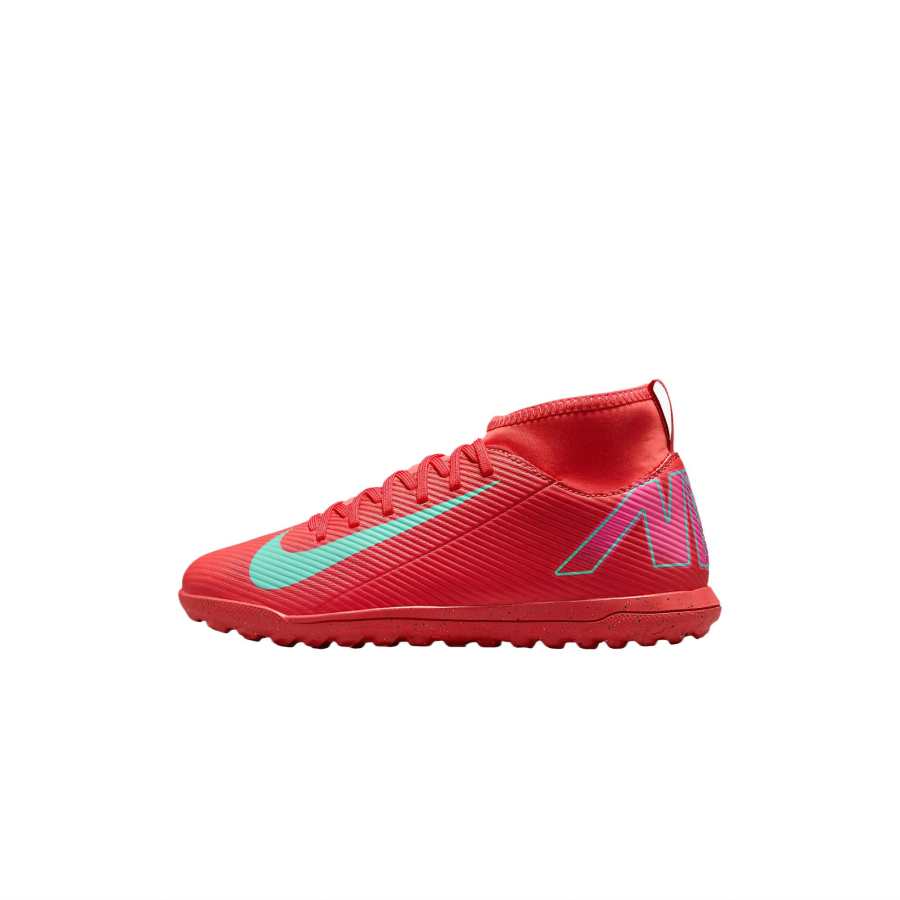 Nike Nike ClubMercurial Superfly 10 Lightweight Cushioning Kids' Soccer Shoes Ash Red/Aurora Green Kids'
