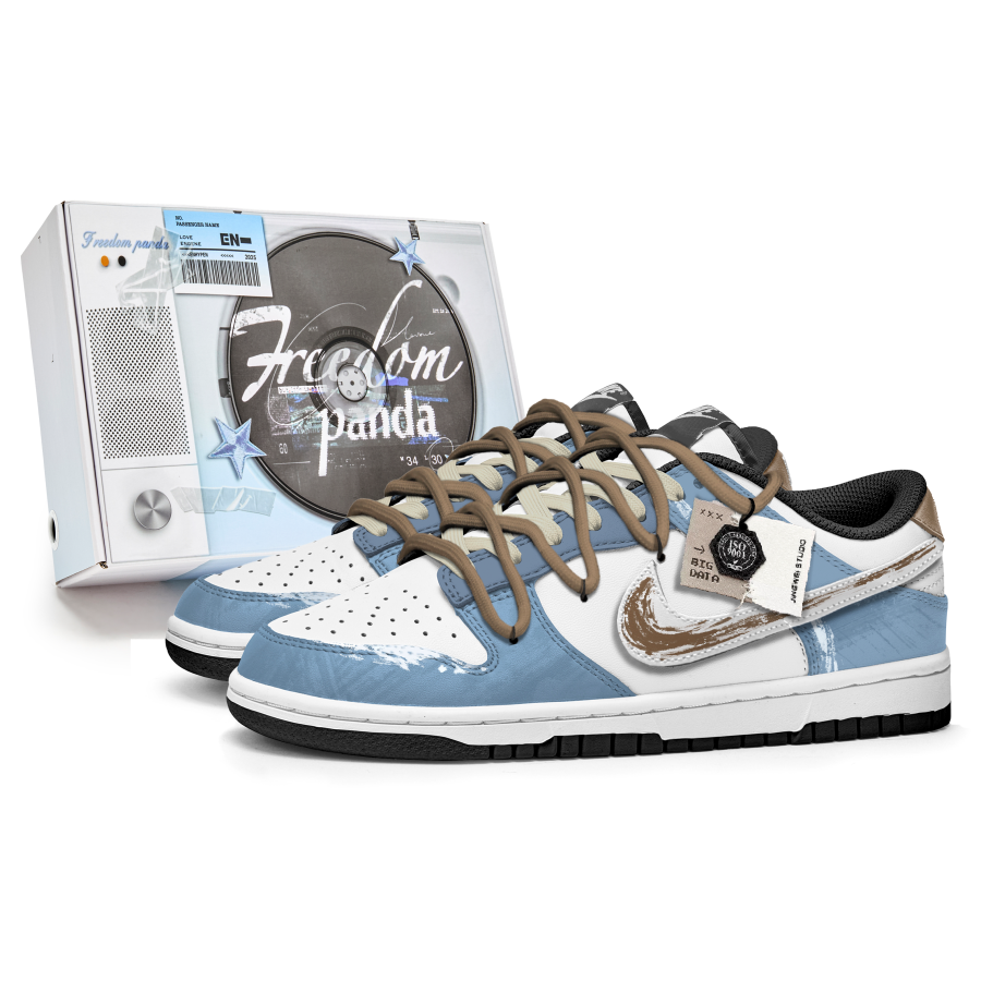 Nike Nike Dunk Slip Resistant Abrasion Resistant Low top Kids' Skateboarding Shoes Blue White Teenagers