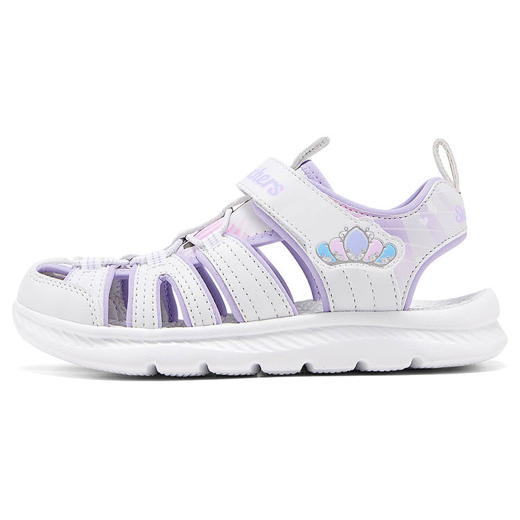 Skechers Kids Synthetic Leather Abrasion Resistant Breathable Slip Resistant Low top Sandal White/Multicolor Kids'