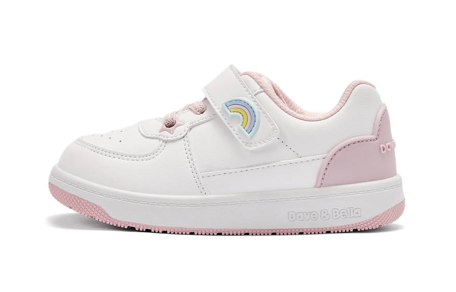 DAVE&BELLA Microfiber Leather Wear resistant, Lightweight, Breathable, And Non slip. Skateboard Shoes White Kids'