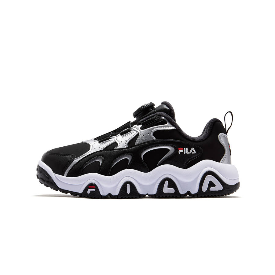 FILA KIDS Heritage FHT Fabric Breathable Lightweight Cushioning Low top Basketball Shoes Black/FILA White Kids'