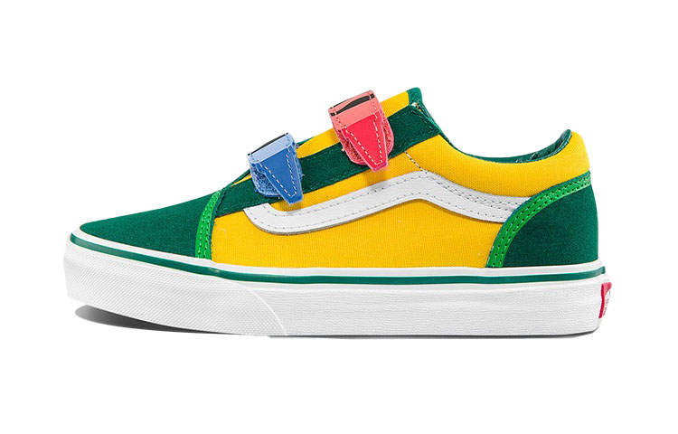 Vans Crayola x Vans Old Skool Casual Low top Kids' Skateboarding Shoes Green Yellow Children Aged 3 7 Years Old