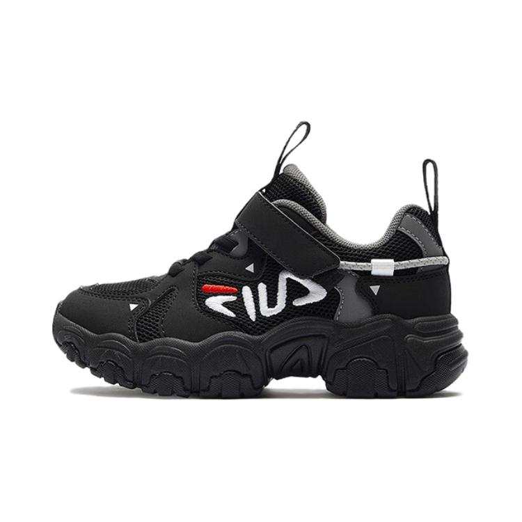 FILA KIDS Abrasion Resistant Low top Kids Lifestyle Shoes Black Gray Children Aged 3 7 Years Old