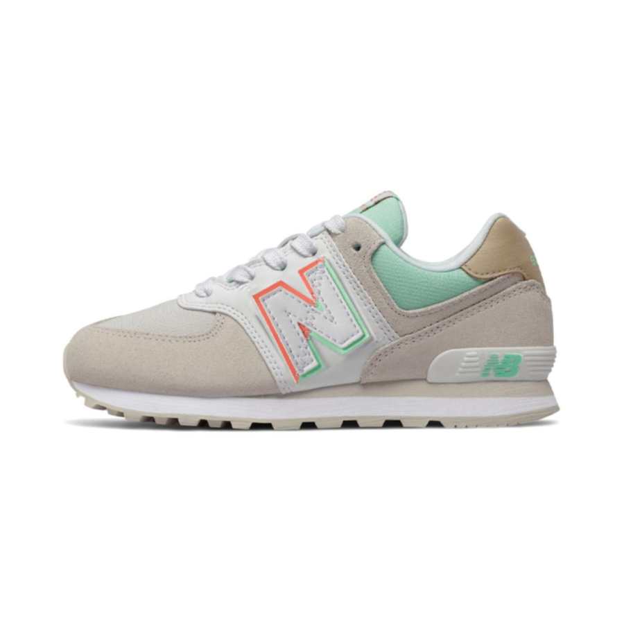 New Balance New Balance NB 574 Comfortable Cushioning Kids Lifestyle Shoes Beige White Green Children Aged 3 7 Years Old