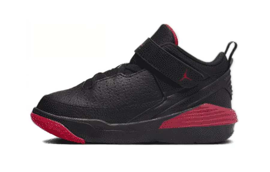 Jordan Jordan Max Aura 5 Cushioning Mid top Children's Basketball Shoes Black Red Children Aged 3 7 Years Old