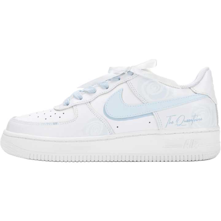 Nike Nike Air Force 1 Butterfly Dream Blue Rose Leather Abrasion Resistant Low top Skateboard Shoes Blue Kids'