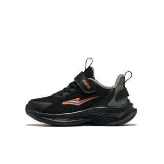 ERKE KIDS Synthetic Leather, Textile Low top Running Shoes Jet Black/Steel Gray Teenagers