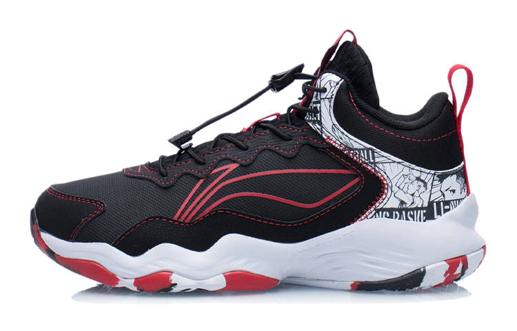 Li-Ning YOUNG Li Ning Avant Garde Ling I TD Ellington I TD Low top Performance Basketball Shoes Black Red Teenagers