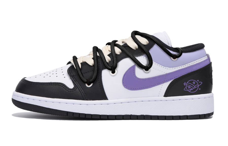 Jordan Jordan Air Jordan 1 Slip Resistant Low top Children's Basketball Shoes Black Teenagers