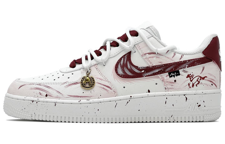 Nike Nike Air Force 1 Abrasion Resistant Low top Skateboard Shoes Unisex White Red