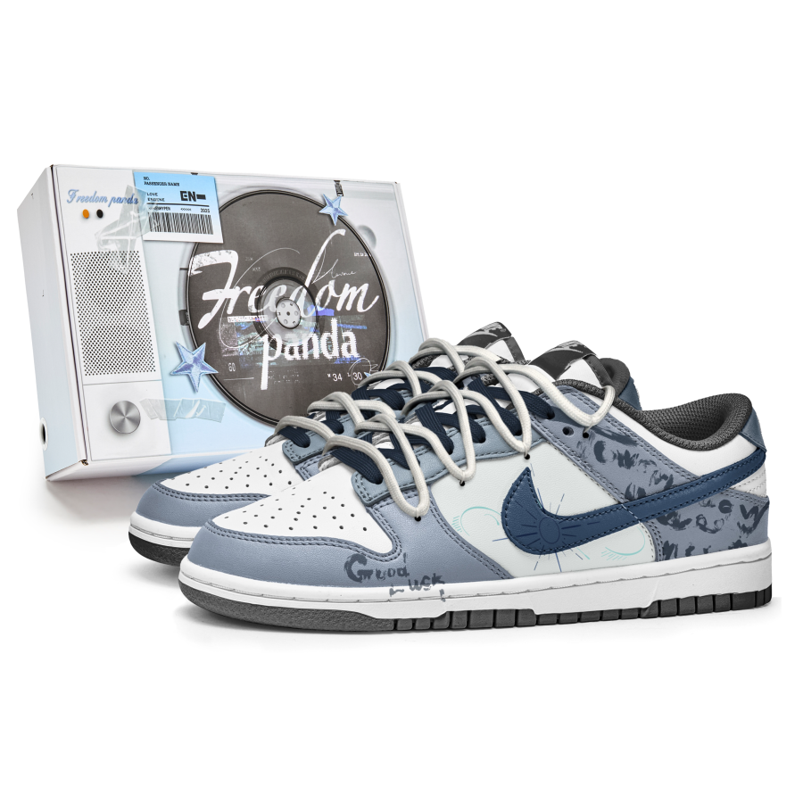 Nike Nike Dunk Cloudy Day Happiness Slip Resistant Abrasion Resistant Low top Kids' Skateboarding Shoes Blue White Teenagers