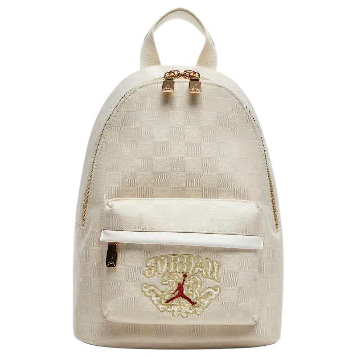 Jordan Jordan Monogram Polyester Backpack Small Women's Sail White & Gold & Red